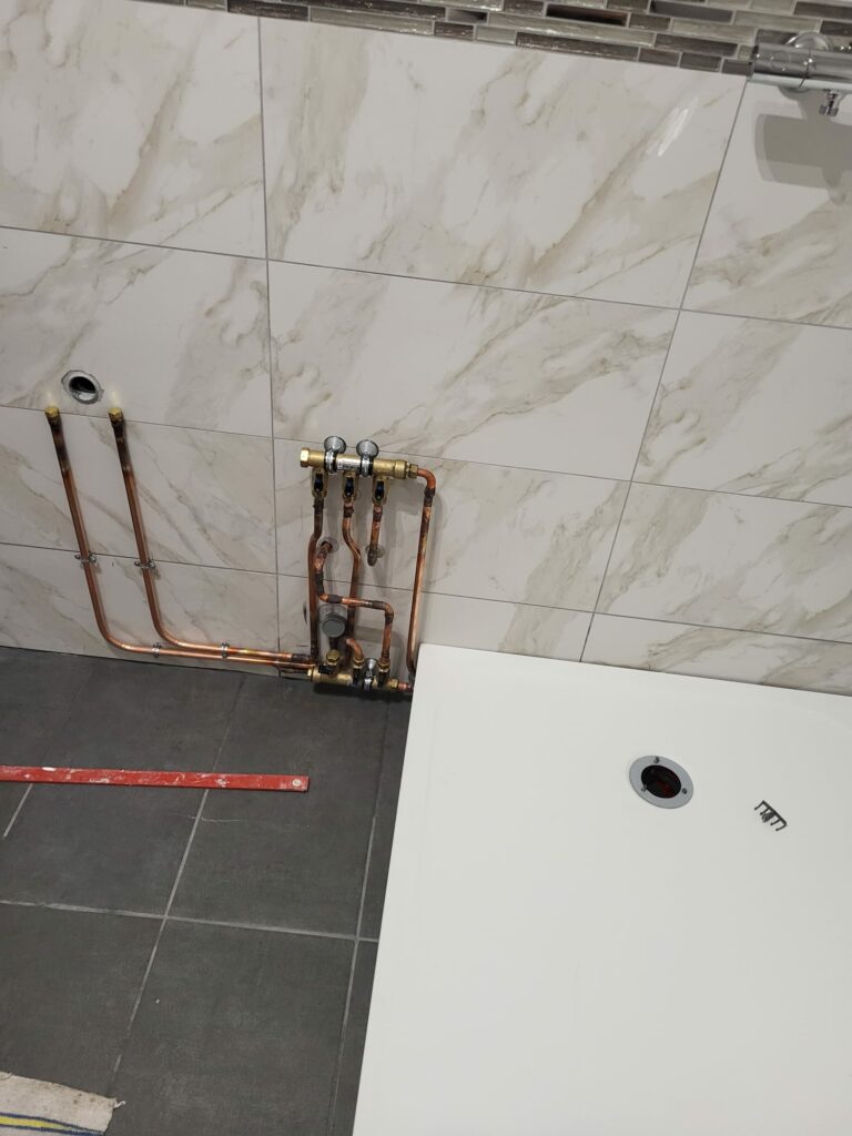 Pose du bac à douche